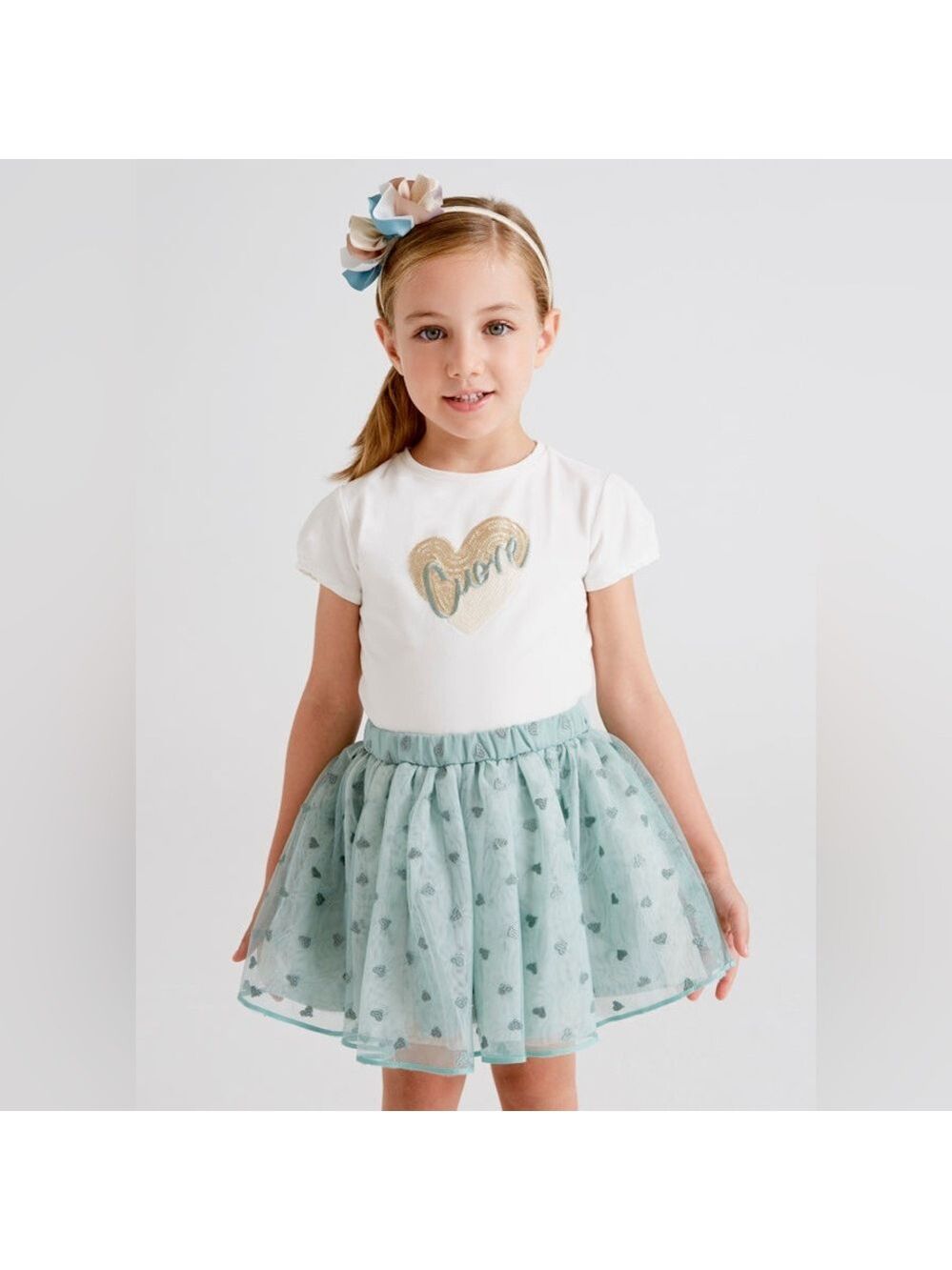 Size 6 Girls Mayoral Cream and Mint Kids Matching Set